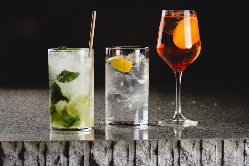 Cocktails at Delica - Gin Tonic, Mojito, Aperol Spritz